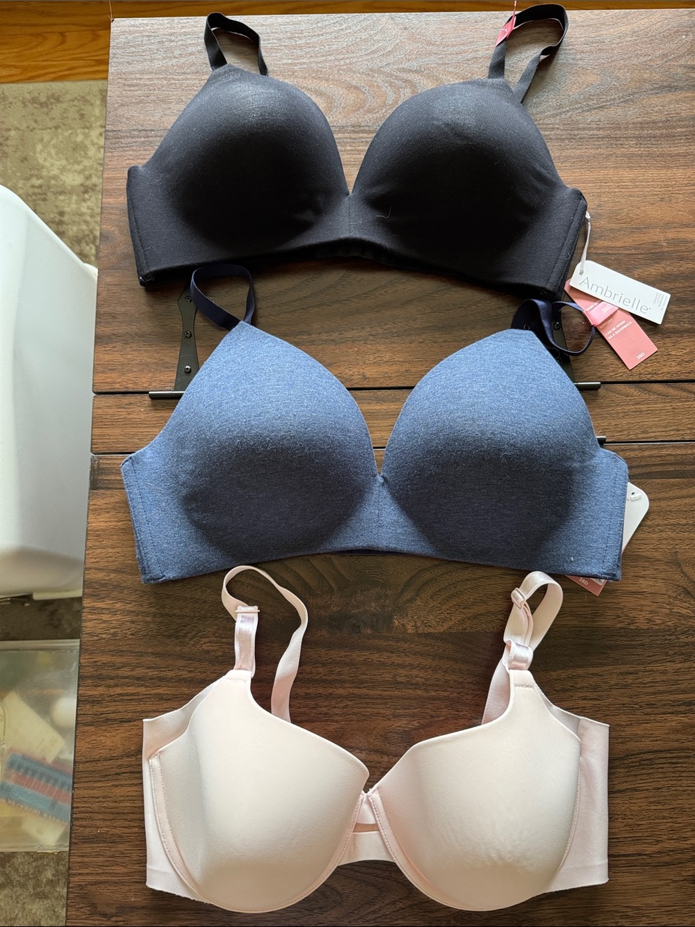 Ambrielle & Warner’s Seamless T-Shirt Bras - Black, Blue, Blush
